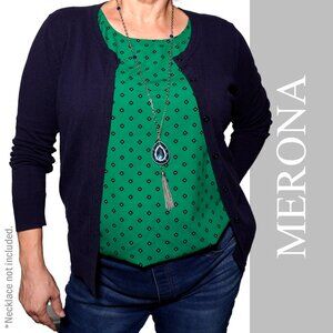 Merona Navy Button-Front Cardigan Sweater 0X 12